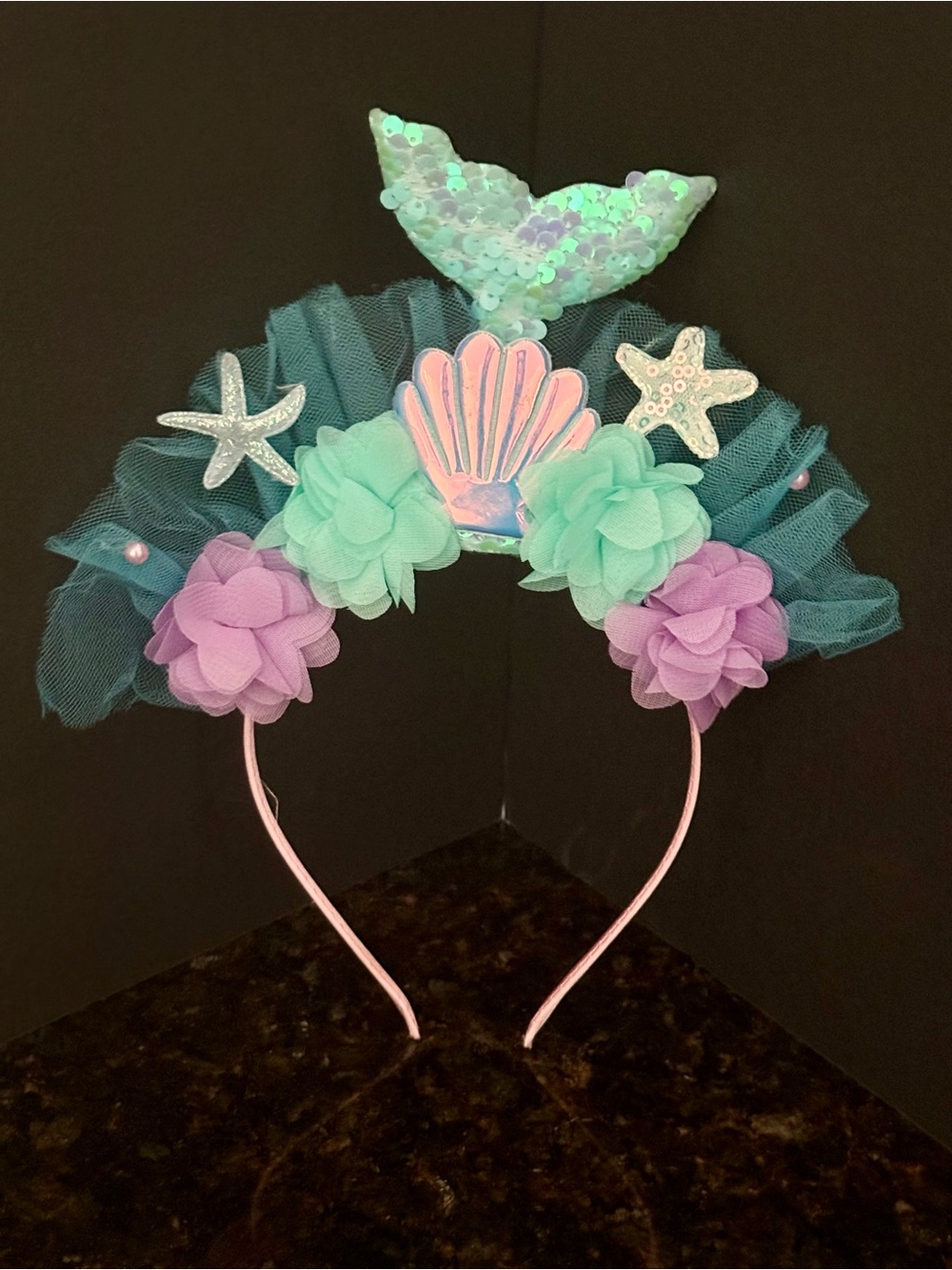 Mermaid Seashell Headband Kids Costume Accessory - Teal & Purple